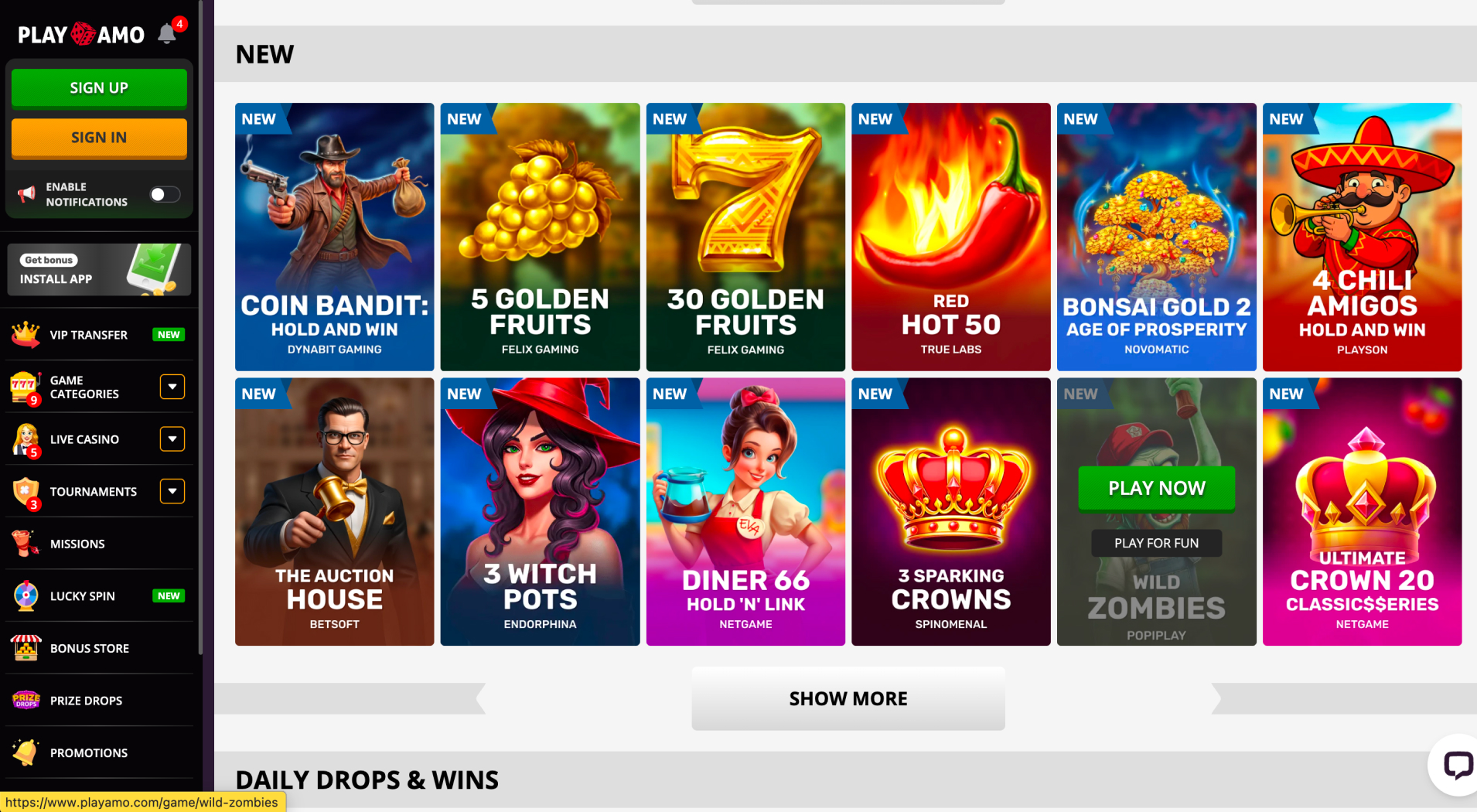 Playamo Casino screenshot 2