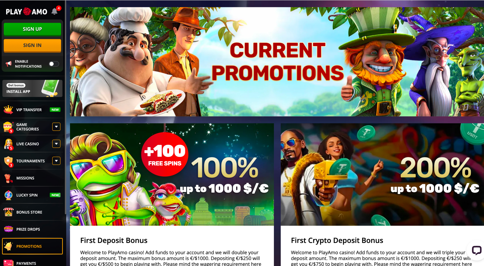 Playamo Casino screenshot 3