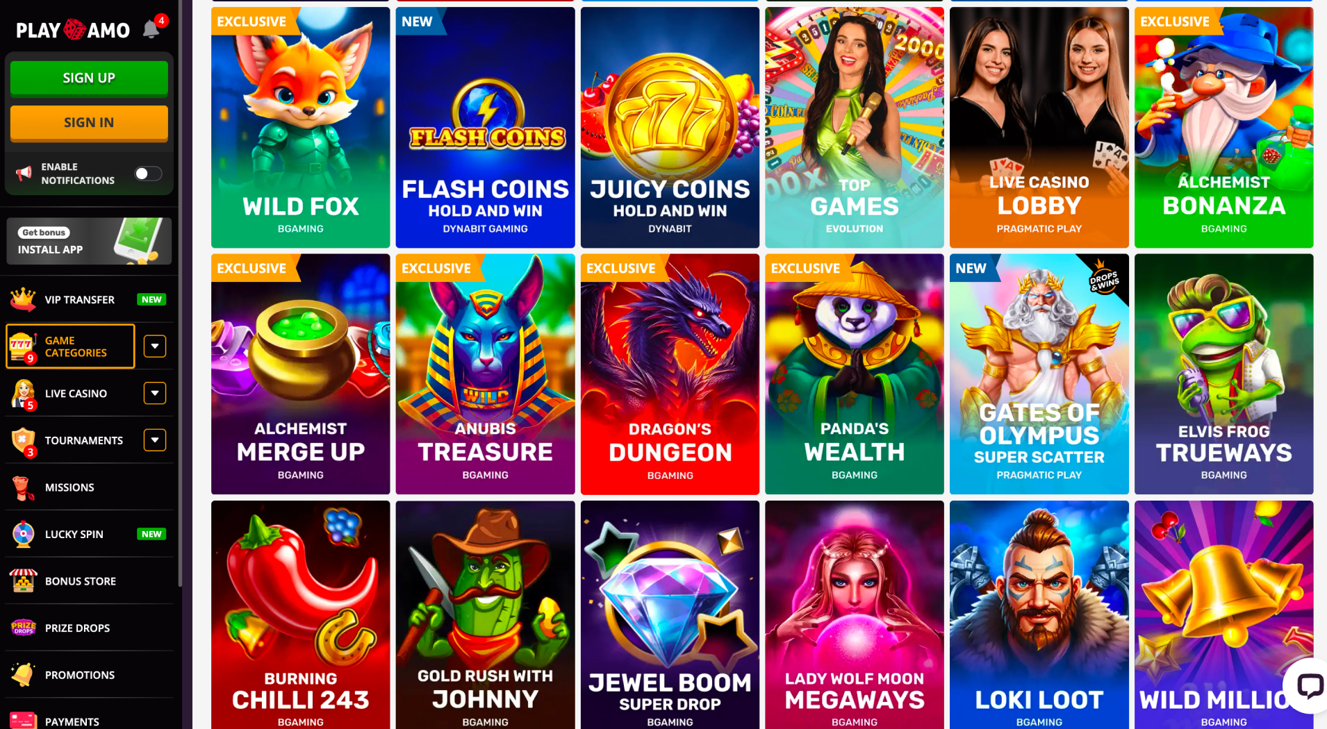 Playamo Casino screenshot 5