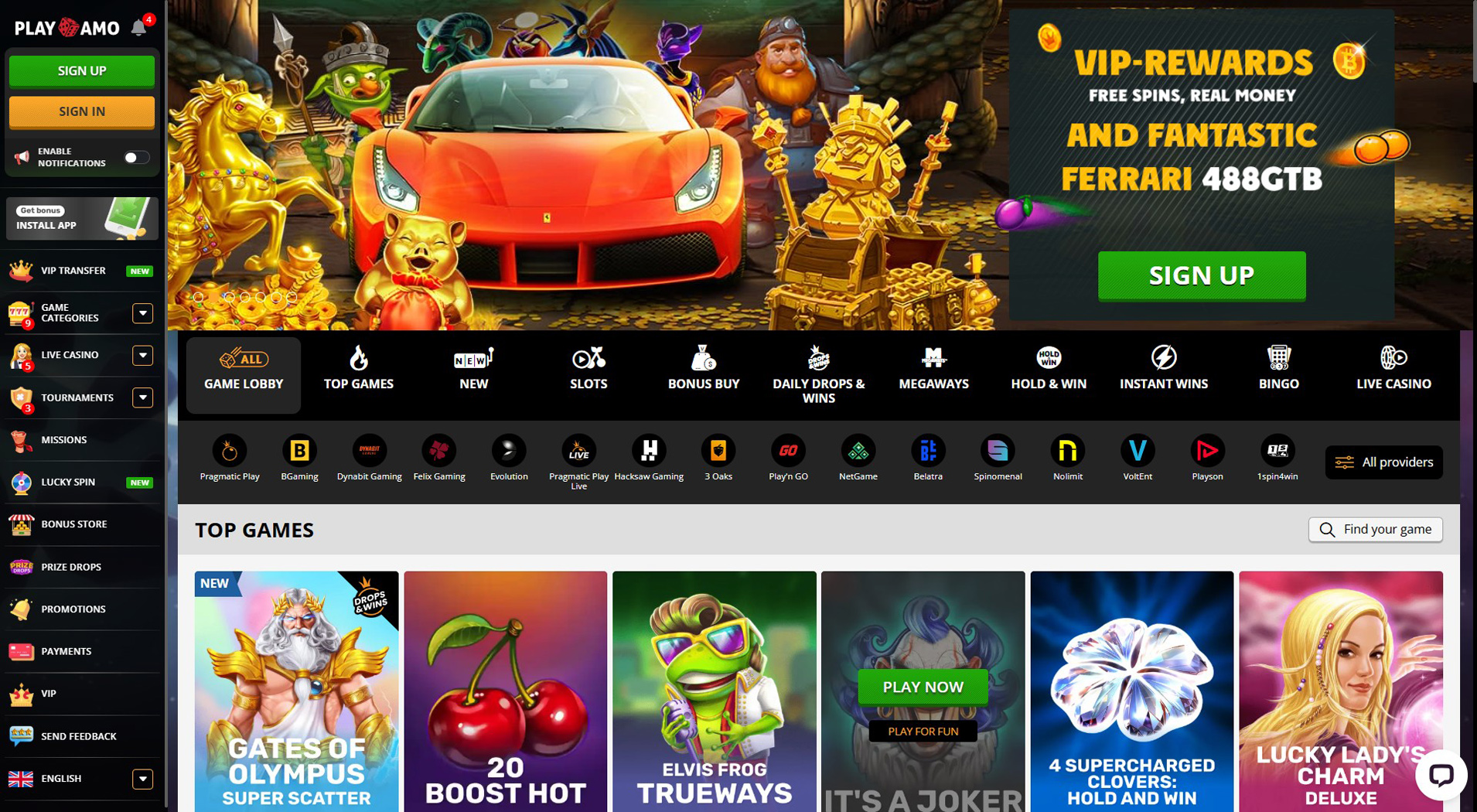 2. Playamo Casino- Snabb online Casino Access